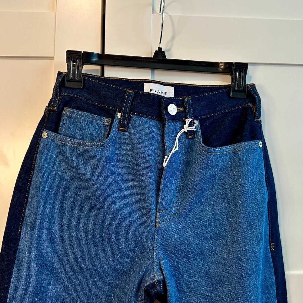 New FRAME Denim Le Contrast Jane High Rise Contrast Patchwork Jeans- Size 25 - Picture 6 of 9